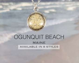 Ogunquit Beach Sand Jewelry, Maine Seaside Nautical Keepsake Necklace, Ring, Earrings, Bracelet