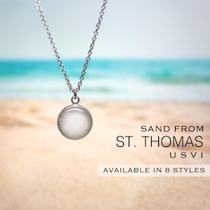 St Thomas Beach Sand Jewelry, USVI Keepsake Necklace, Ring, Earrings, Bracelet