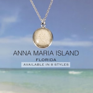 Anna Maria Island Florida Sand Jewelry,  Personalized Vacation Keepsake Necklace, Ring, Earrings, Bracelet
