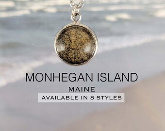 Monhegan Island Sand Jewelry, Maine Beach Custom Coastal Keepsake Necklace, Ring, Earrings, Bracelet