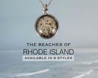 Rhode Island Beach Sand Jewelry, Ocean State Necklace, Ring, Earrings