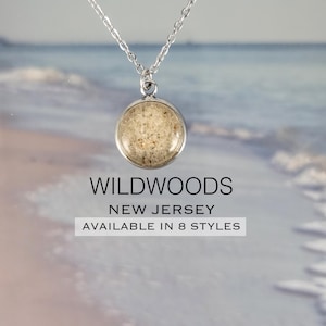 Wildwoods New Jersey Sand Jewelry, Beach Shoreside Boardwalk Keepsake Necklace, Ring, Earrings, Bracelet image 1