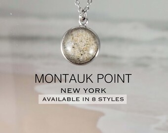Montauk Point Sand Jewelry, New York Lighthouse Coastal Beach Keepsake Necklace, Ring, Earrings, Bracelet