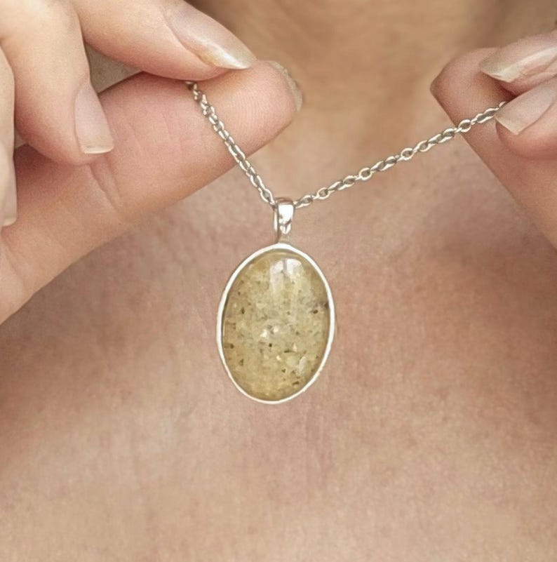 Outer Banks Sand Jewelry, Stainless Steel OBX Beach Keepsake Necklace, Ring, Earrings, Bracelet oval pendant