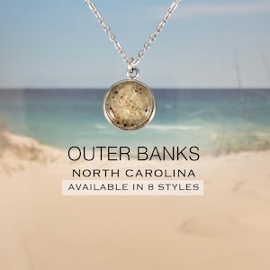 Outer Banks Sand Jewelry, Stainless Steel OBX Beach Keepsake Necklace, Ring, Earrings, Bracelet image 1