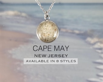 Cape May Sand Jewelry, New Jersey Beach Shoreside Natural Keepsake Necklace, Ring, Earrings, Bracelet