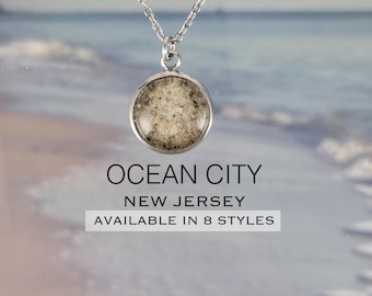 Ocean City Beach Sand Jewelry, New Jersey Custom Coastal Keepsake Necklace, Ring, Earrings, Bracelet