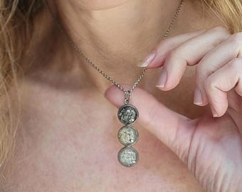 Triple Beach Sand Necklace, Custom Charm Jewelry, Ocean Necklace