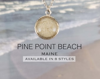 Pine Point Maine Sand Jewelry, Custom Beach Travel Coastal Keepsake Necklace, Ring, Earrings, Bracelet