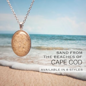 Bijoux Cape Cod en sable du Massachusetts • Collier minimaliste, boucles d'oreilles, bracelet • Souvenir de plage MA • Véritable cadeau de sable de l'océan de Cape Cod