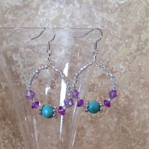 Beaded hoop earrings, made in Canada, free shipping