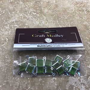 Silvertone and green bracelet charms, free shipping