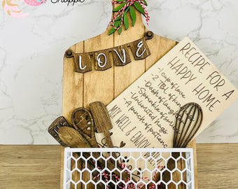 Verwisselbaar charcuteriebord bord basis SVG Happy Home | Boerderij keuken lasergesneden bestand | Glowforge xTool Ready | Digitale download