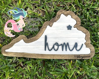 DIGITAL Virginia State Outline Home Sign Farmhouse SVG| Interchangeable Laser Cut File | Glowforge  Ready | Kitchen Decor Digital Download