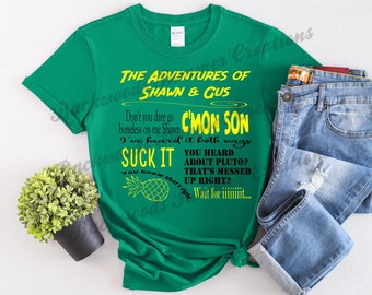 The Adventures of Shawn and Gus Psych Quotes Unisex Heavy Cotton Tee - Psych Tv Show - Psych Con - Psychisms - C'mon Son