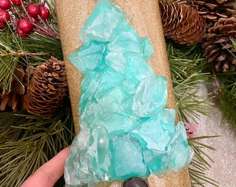 O Christmas Tree Sea Glass Beach 30oz Tumbler - Beach Vacation Tumbler - Stainless Steel Tumbler - Beach Theme - Christmas Gift