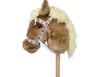 Palomino Stick Horse - Handmade Hobby Horse with Folk Halter