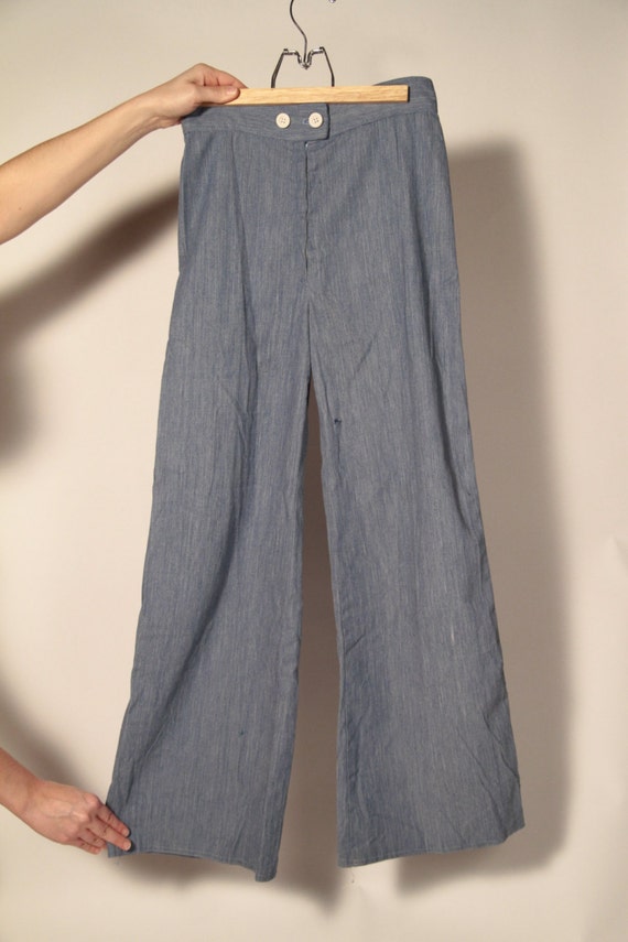 1970's Handmade Vintage High Waist Denim Bell Bot… - image 3