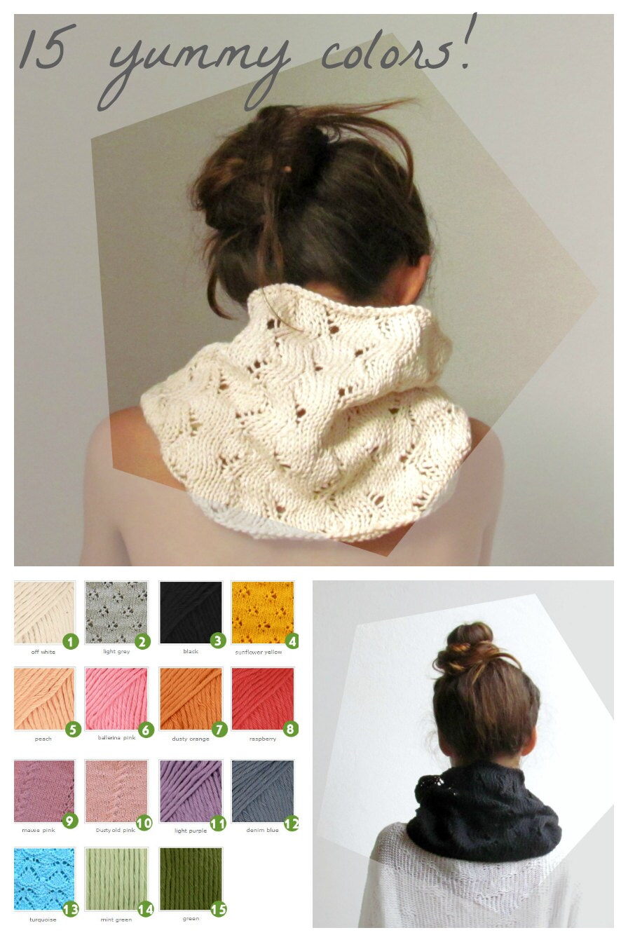 Cream Ivory scarf / Knit cowl / Vegan scarf / Cotton scarf / Etsy