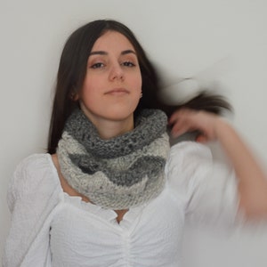 Chunky Cowl Scarf two colors- dark and light grey alpaca , winter scarf , unisex man women