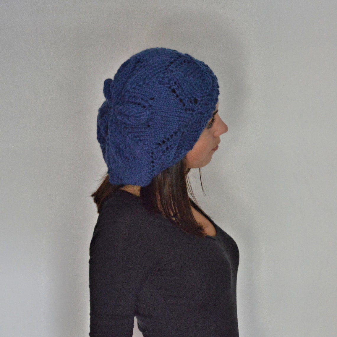 Royal Blue Winter Slouchy Hat Winter Hat Ladies Knitted Etsy