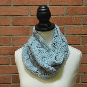 Chunky sky blue hand knitted  cashmerino cowl,infinity scarves, woman chunky neck warmer, lace wool cowl, hand knit shawl,best friend gift