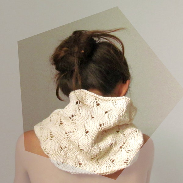 Cotton cowl ,Knit vegan clothing,Cotton lace scarf,romantic clothing,vegan knitted cowl