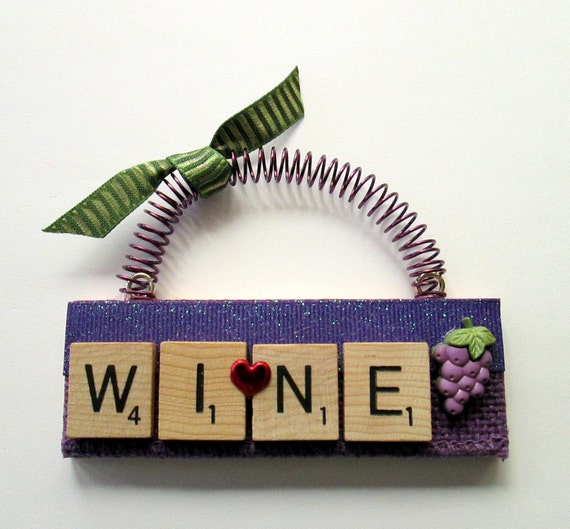 Love Wine Scrabble Tile Ornament Etsy