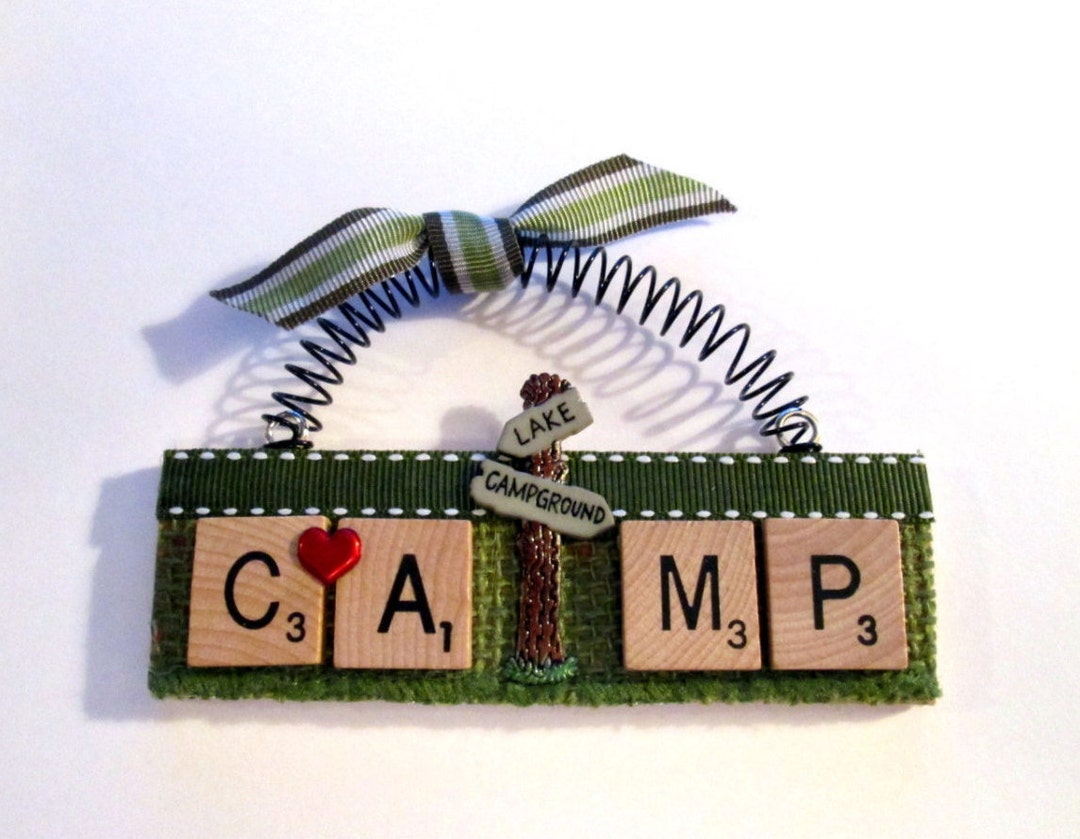 Camp Camping Scrabble Tile Ornaments Etsy