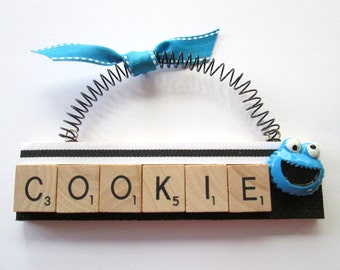 Cookie Monster Sesame Street Scrabble Tile Ornament