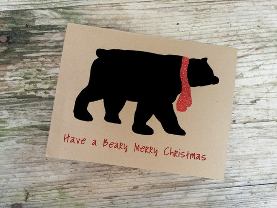 Items similar to Beary Merry Christmas Cards - Bear Cards - Rustic Note Card on Etsy