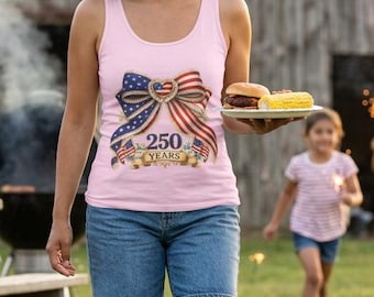 Tanktop met strik Amerikaanse vlag 250 jaar | Patriottische Fourth of July, 4 juli Coquette