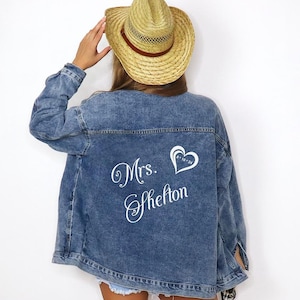 Custom Mrs. Denim Jacket: Bridal Party Personalized Jean Jacket