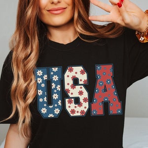 Retro USA Graphic Tee - Comfort Colors 4th of July Shirt