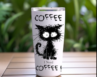 Tazza da viaggio in acciaio inossidabile Funny Cat Coffee da 20 once