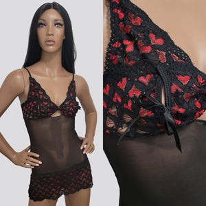 Frederick&#39;s Black See-Through Mesh Teddy | Sexy Black Teddy | Black See-Through Nightgown | Gift for Girlfriend | Sexy Lingerie | SMALL