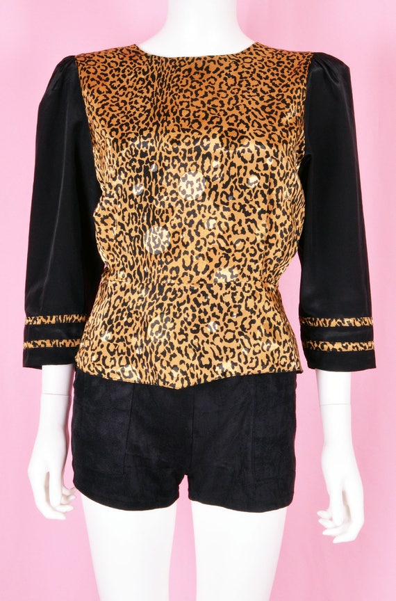 90s Leopard Print Top / Vintage 1990s Animal Prin… - image 2