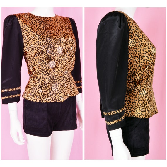 90s Leopard Print Top / Vintage 1990s Animal Prin… - image 1