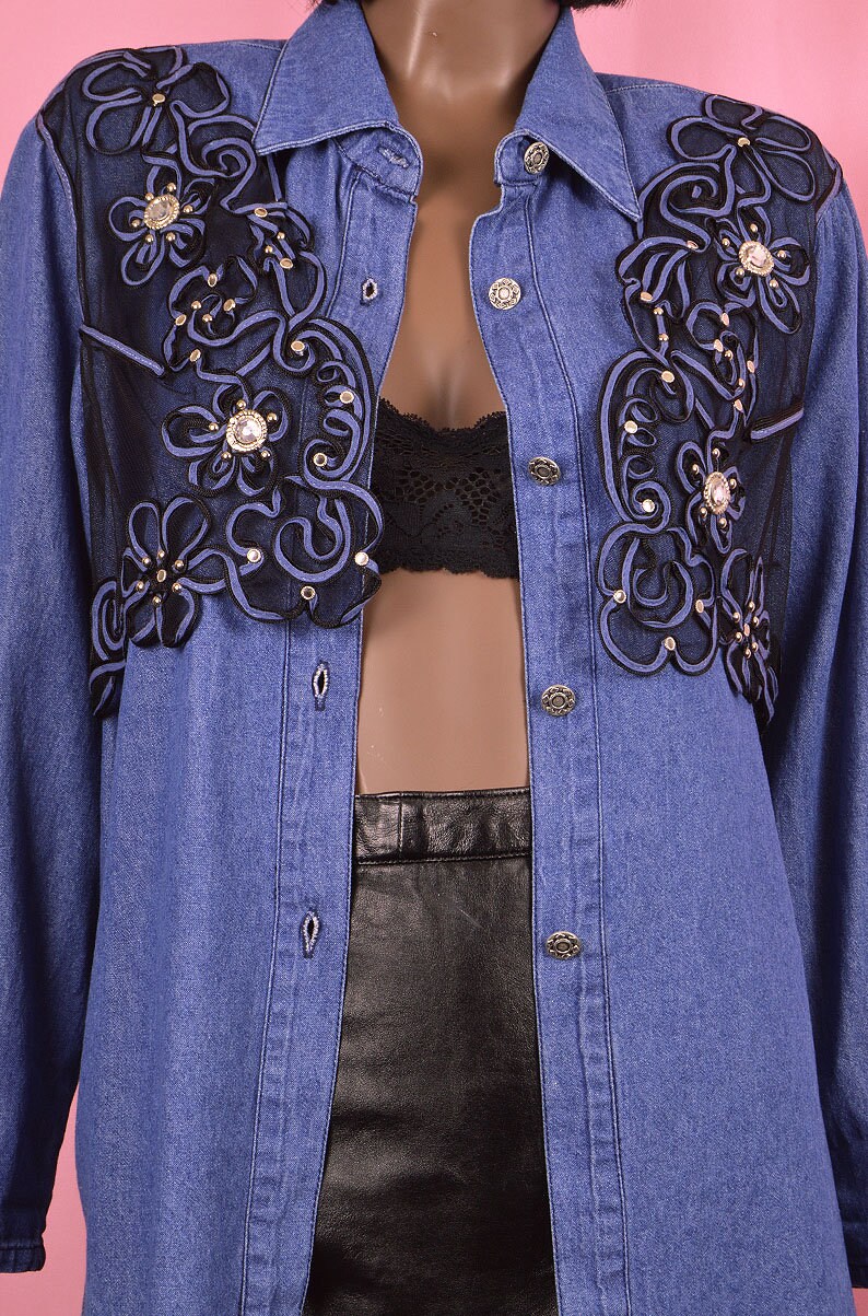 Vintage 90’s blue and black jersey top