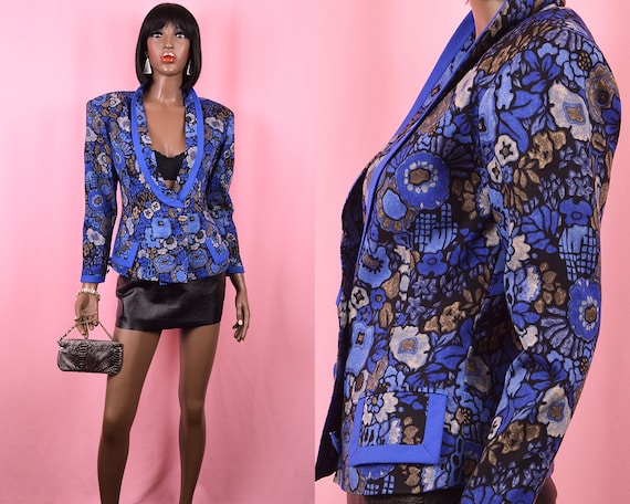 Blue Blazer Jacket 90s VINTAGE Blazer Royal Blue … - image 1