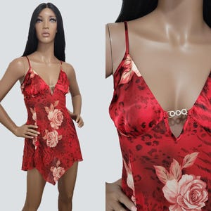 Red Floral Rose Teddy | Red Nightgown | Sexy Red Lingerie | Sexy Red Night Gown  Women&#39;s Red Lingerie | Cute Sleepwear Gift for her | LARGE