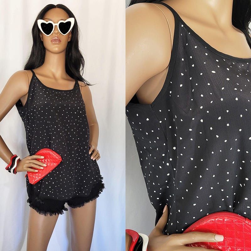 Cotton Polka Dot stretchy tank top s … main image 1