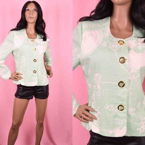 90s Blazer Jacket Min Green Jacket Sea Foam Green Jacket Pastel Green Jacket Light Green Jacket Abstract Print Blazer Unique Jacket MEDIUM