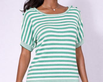 Jersey de rayas verde menta estilo años 90 / TALLA GRANDE