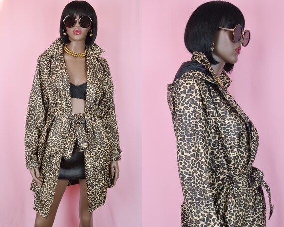 Leopard Print Coat 90s Vintage Leopard Trench Coat