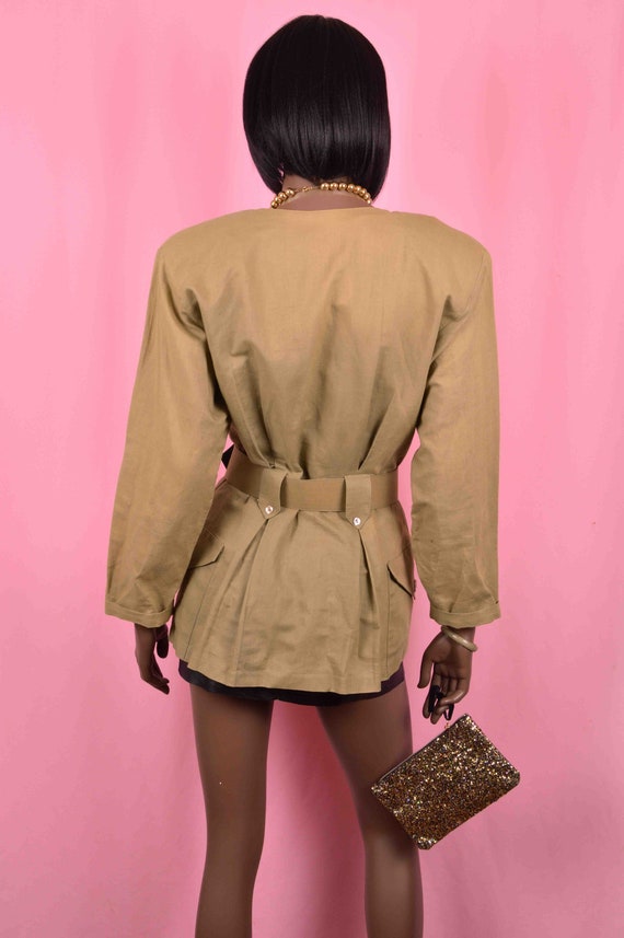 90s Olive Green Trench Coat Jacket 90s Trench Coa… - image 4