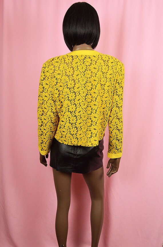 Yellow Floral Cardigan 1990s Lightweight Jacket B… - image 5