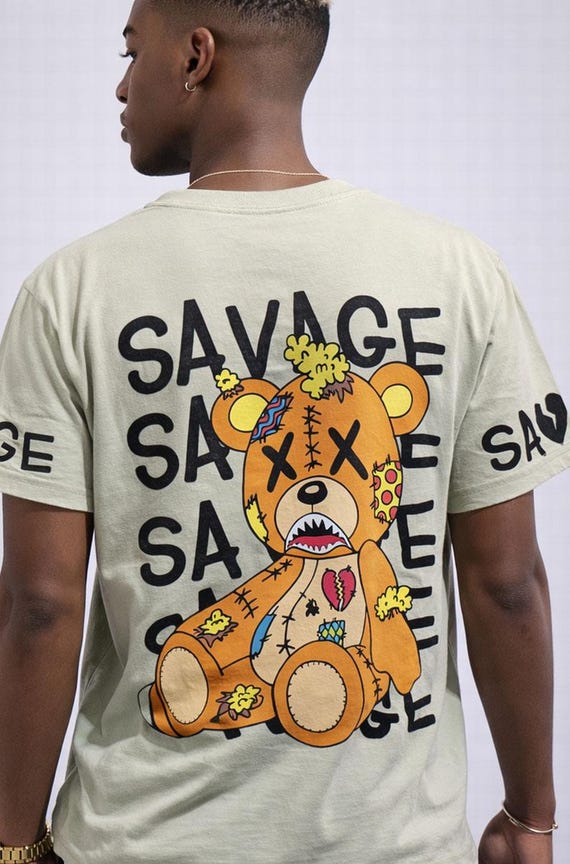 Savage Patchwork Bear Graphic Tee | MEDIUM - image 4