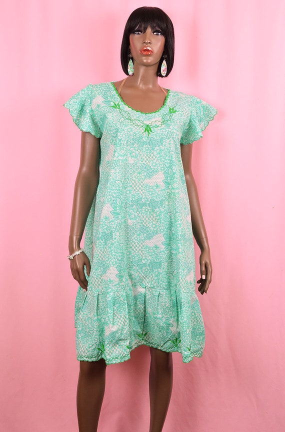 Mint Green Dress Green Floral Dress 90s Dress Cotton … Gem