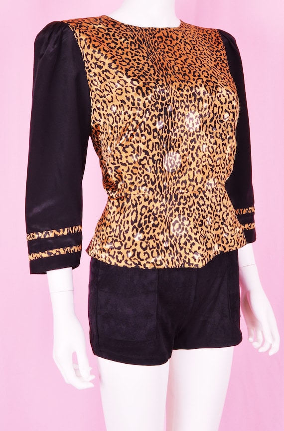 90s Leopard Print Top / Vintage 1990s Animal Prin… - image 3